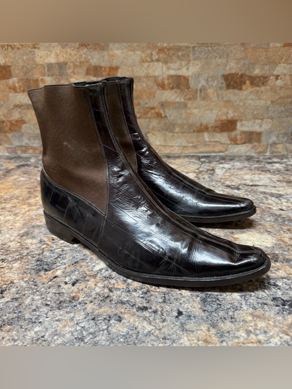 Mens DOLCE & GABBANA Eel Skin Chelsea Pull On Boots Made In Italy 8069 Size 8